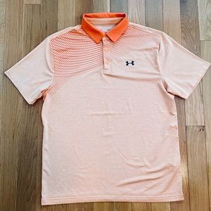 Mens Under Armour light orange polo size L